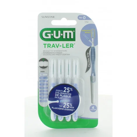 gum-proxabrosse-cylind-1312-1 GUM TRAV-LER 4 BROSSETTES 0.6MM MODELE 1312 – Image 1