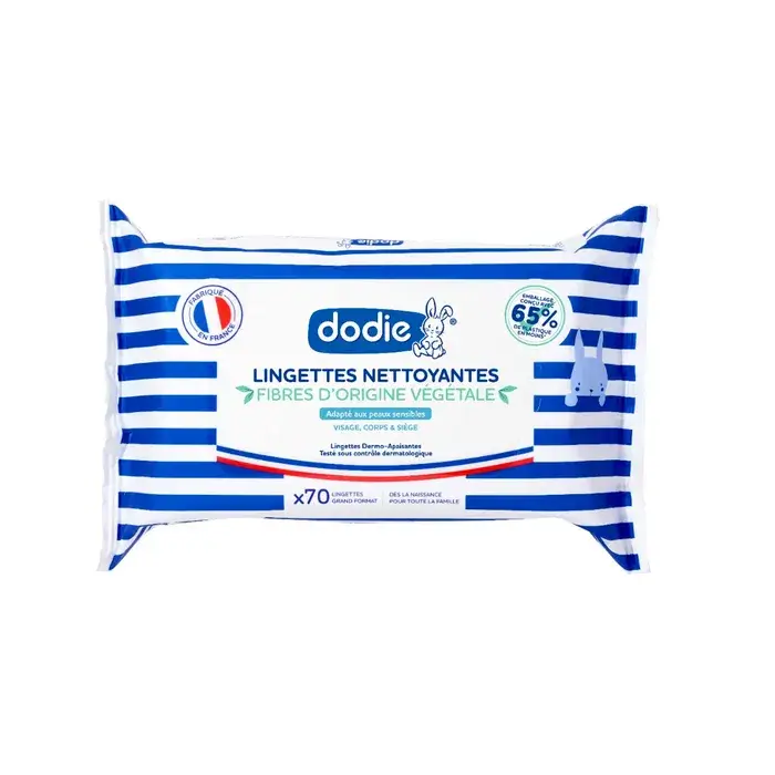 Dodie lingettes nettoyantes dermo-apaisantes x70 visage, corps et siege