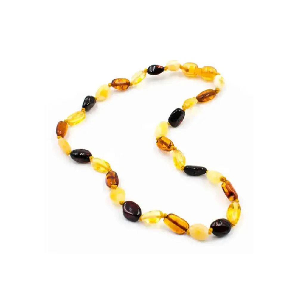 Nildor Collier ambre bébé perles olivettes multicolore A450