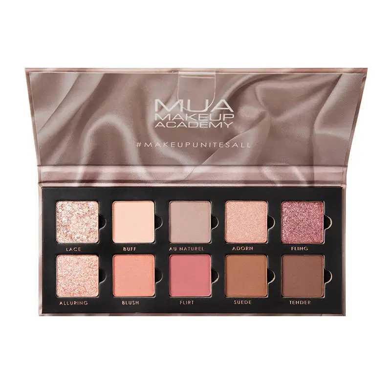MUA MAKEUP 10 SHADE EYESHADOW PALETTE - SILK NUDES