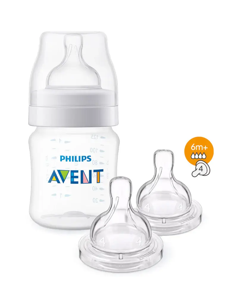 Philipsavent5 AVENT BIBERON Anti-colic 0M+ 125 ML +Lot de 2Tétines Anti-colic 6m+ offertes – Image 1