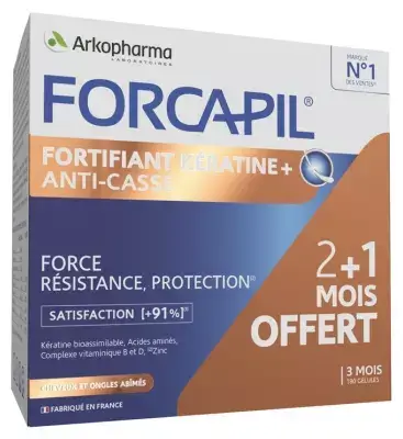 Forcapil Fortifiant Kératine+ Programme 3 mois 120 + 60 Gélules