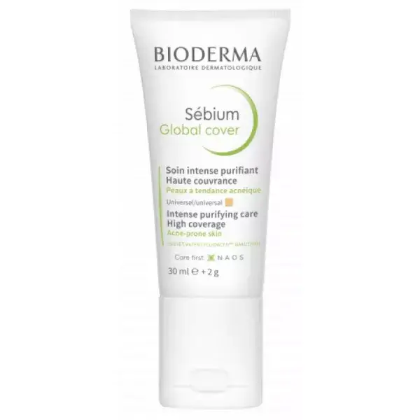 Bioderma Sébium Global Cover Soin Intense Purifiant Haute Couvrance 30 ml + 2 g