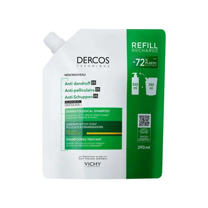 VICHY DERCOS ECO-RECHARGE SHAMPOOING ANTI-PELLICULAIRE CHEVEUX SEC 390ML