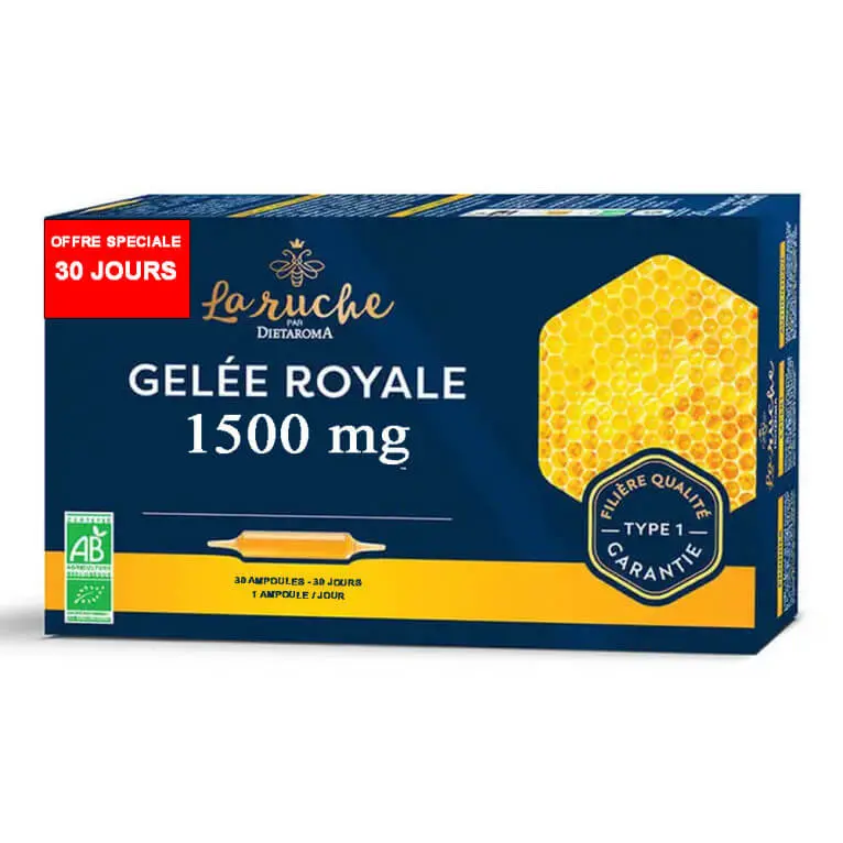 3460341501555 DIETAROMA LA RUCHE GELEE ROYALE BIO 1500MG B30 AMPOULES – Image 1