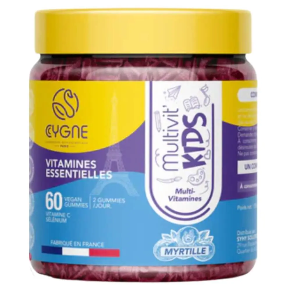xr:d:DAFwxhVFhuw:2260,j:651192748001808399,t:24032318 Cygne Multivit Kids Multi-Vitamines Essentielles Myrtilles – 60 Gummies – Image 1