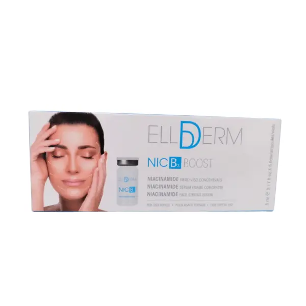 Ellderm-Nic-B3-boost-niacinamide-5ml5amp-600x600 ELLDERM NIC B3 BOOST NIACINAMIDE SERUM VISAGE CONCENTRE B5 AMPOULES – Image 1