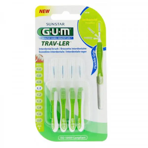 Gum-Trav-Ler-brossette-interdentaire-11-mm-Ref1414 GUM Brossette Interdentaire 1414 1.1 mm x 4 – Image 1
