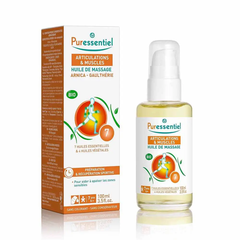 PURESSENTIEL-ARTICULATION-ET-MUSCLES-HUILE-DE-MASSAGE-ARNICA-GAULTHERIE-100ML PURESSENTIEL HUILE DE MSASSAGE – Image 1