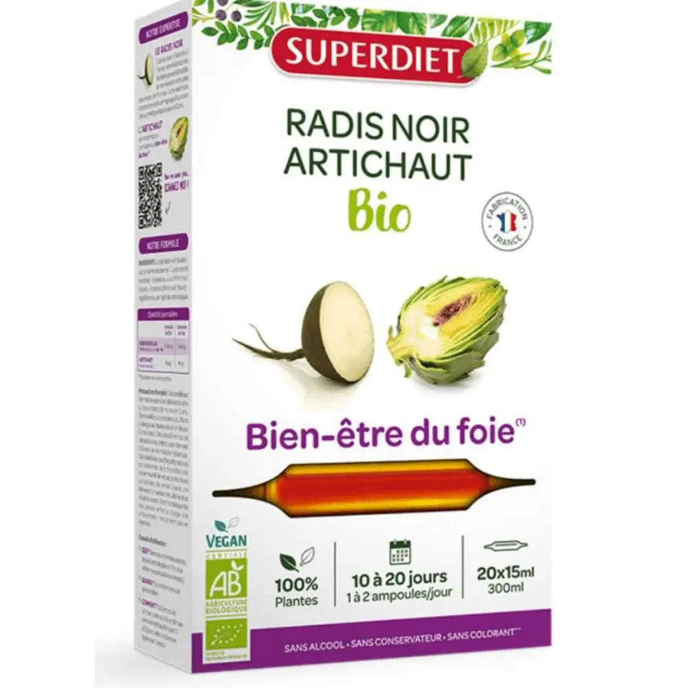 REPONSE DELICATE (10) Super Diet radis noir artichaut bio 20 ampoules – Image 1