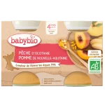 BABYBIO Petits pots Pêche Pomme 2 x 130 G - Urban Baby