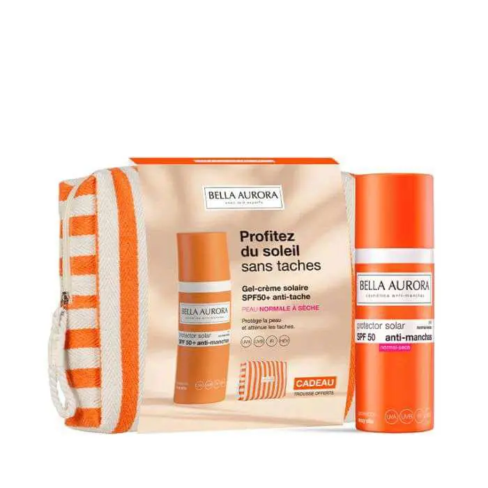 bella-aurora-ecran-depigm-spf50-peau-normal-a-seche-trousse-offerte BELLA AURORA ECRAN DEPIGM SPF50 + PEAU NORMAL A SECHE + TROUSSE OFFERTE – Image 1
