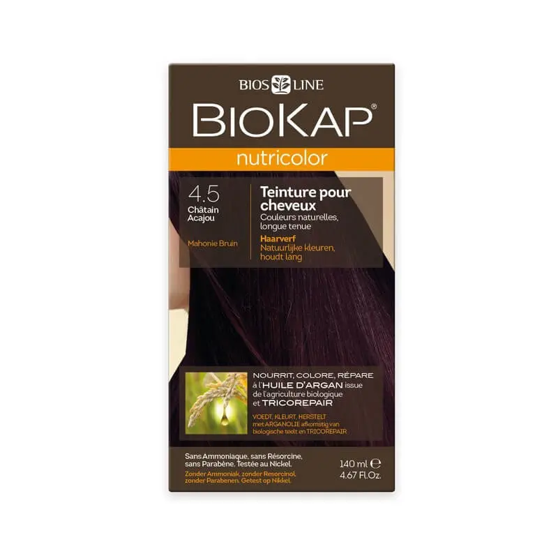 biokap-nutricolor-45-chatain-acajou BIOKAP NUTRICOLOR 4.5 140ML – Image 1