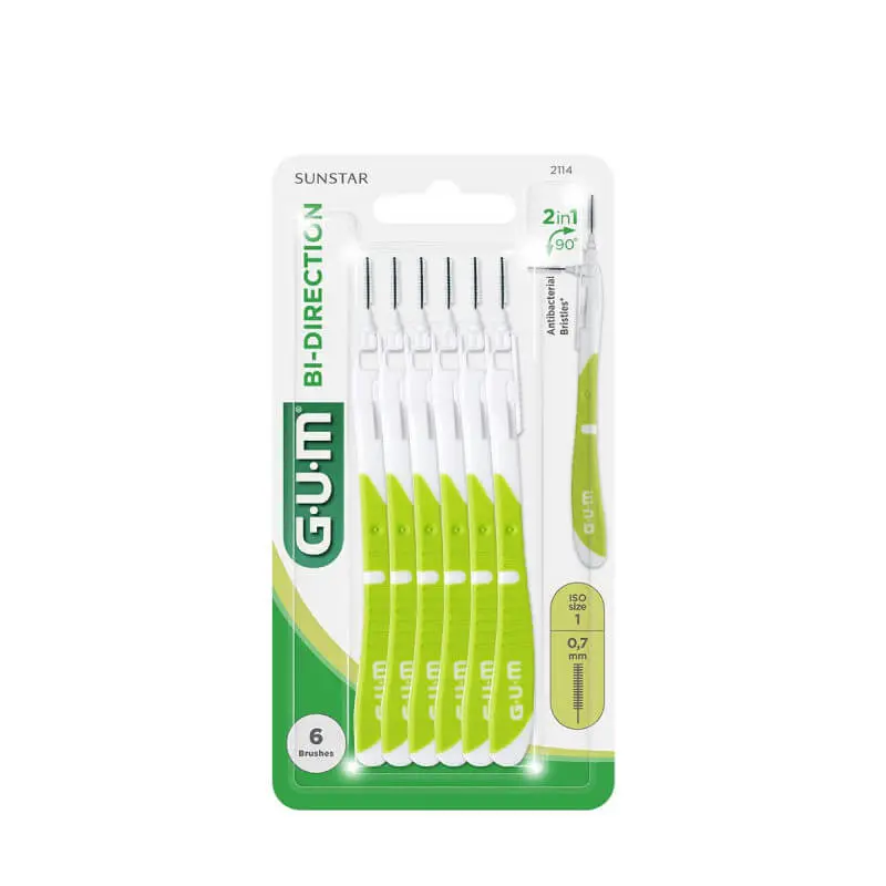 brossettes-interdentaires-gum-bi-direction-taille-07-vert-6pcs GUM Brossettes interdentaires - GUM Bi-Direction - taille 0.7 - vert - 6pcs – Image 1