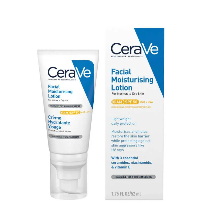 cerave-creme-hydratante-visage-spf50-peaux-normales-a-seches-52ml (1) Cerave Crème Hydratante Visage SPF50 52ml – Image 1