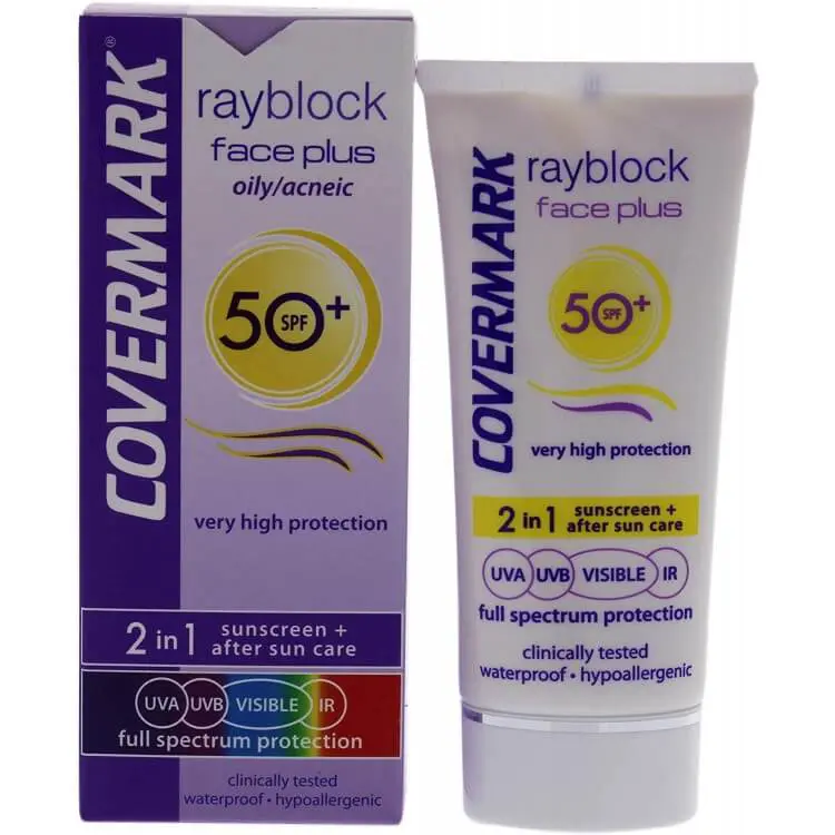 covermark-ray-block-ecran-solaire-teinte-light-beige-50ml Covermark Rayblock Face Plus oily/acneic SPF 50+ Crème solaire invisible 50ml – Image 1