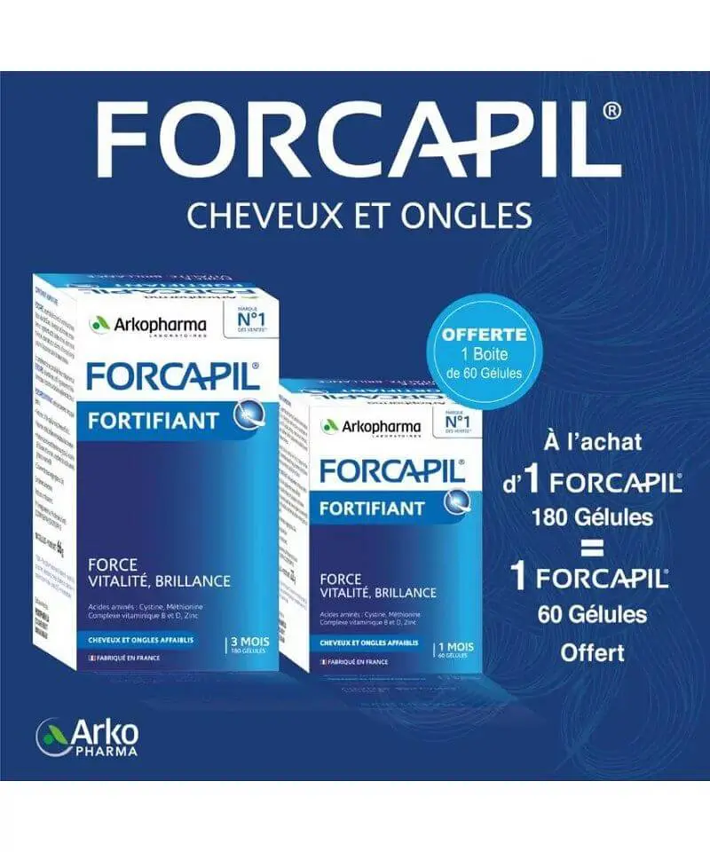 forcapil-fortifiant-force-vitali-bf00d3d3-ece7-4d93-b35f-e9d504b0ef1a FORCAPIL PACK FORCAPIL 180GELULES + 1 BOITE DE 60 GELULES OFFERTE – Image 1