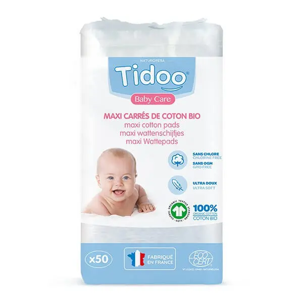 maxi-coton-50-carres-tidoo TIDOO COTON BIO MAXI PADS Tidoo (1 x 50 St.) – Image 1