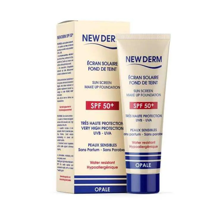 new-derm-new-derm-creme-solaire-spf-50-opale-50ml-fonds-de-teint NEW DERM CREME SOLAIRE SPF 50+ OPALE 50ML – Image 1
