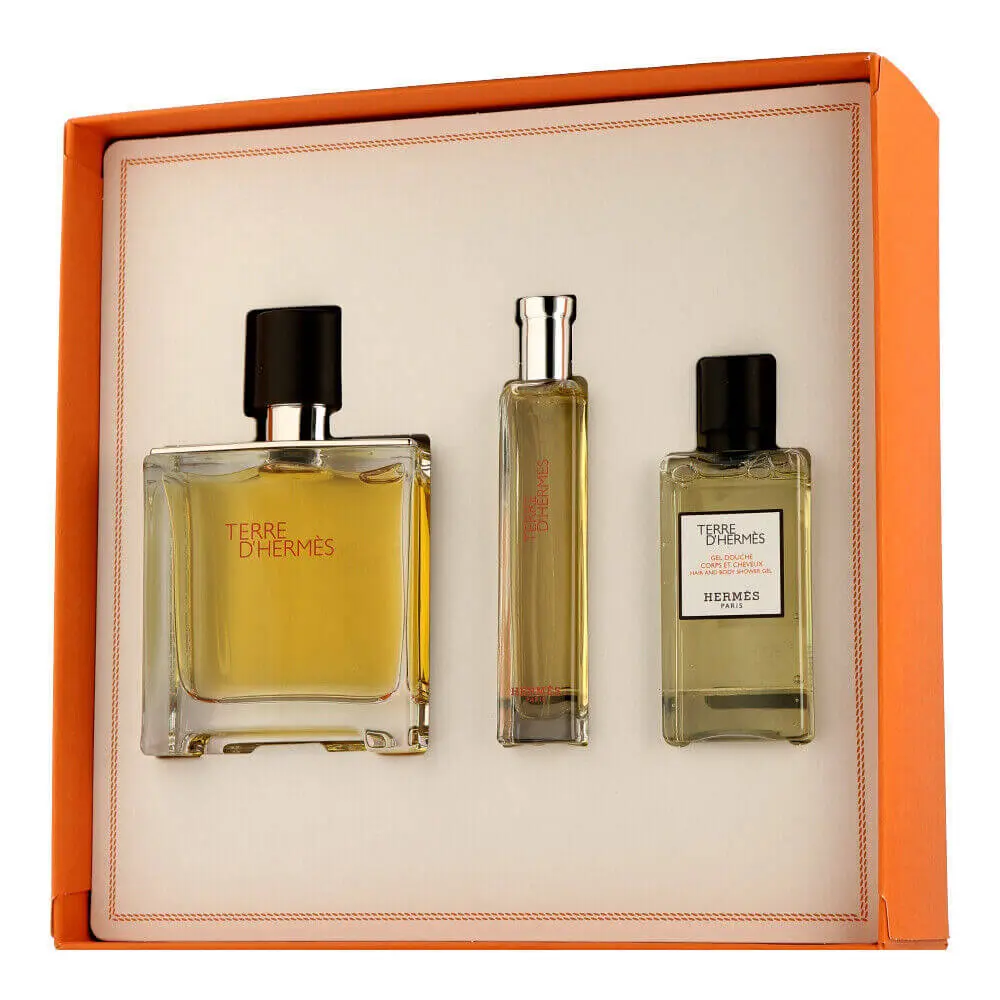 s-l1200 Hermès Terre d'Hermès - Set Parfum, Hair and Body Shower Gel 75ml-40ml-15ml – Image 1