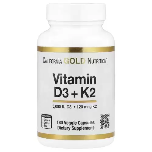 898220023332.webp California GOLD Nutrition Vitamine D3 + K2 180 Capsules – Image 1