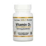 California Gold Nutrition Vitamin D3 Supplement Support for Healthy Bones & Teeth - Immune System Support - Gluten Free, Non-GMO - 125 mcg (5,000 IU) - 90 Fish Gelatin Softgels