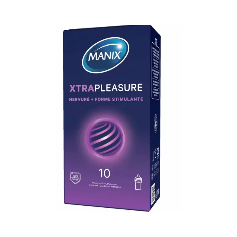 manix-xtra-pleasure-14-preservatifs-double-stimulation MANIX Xtra Pleasure Double Extase 10 Préservatifs Stimulants – Image 1