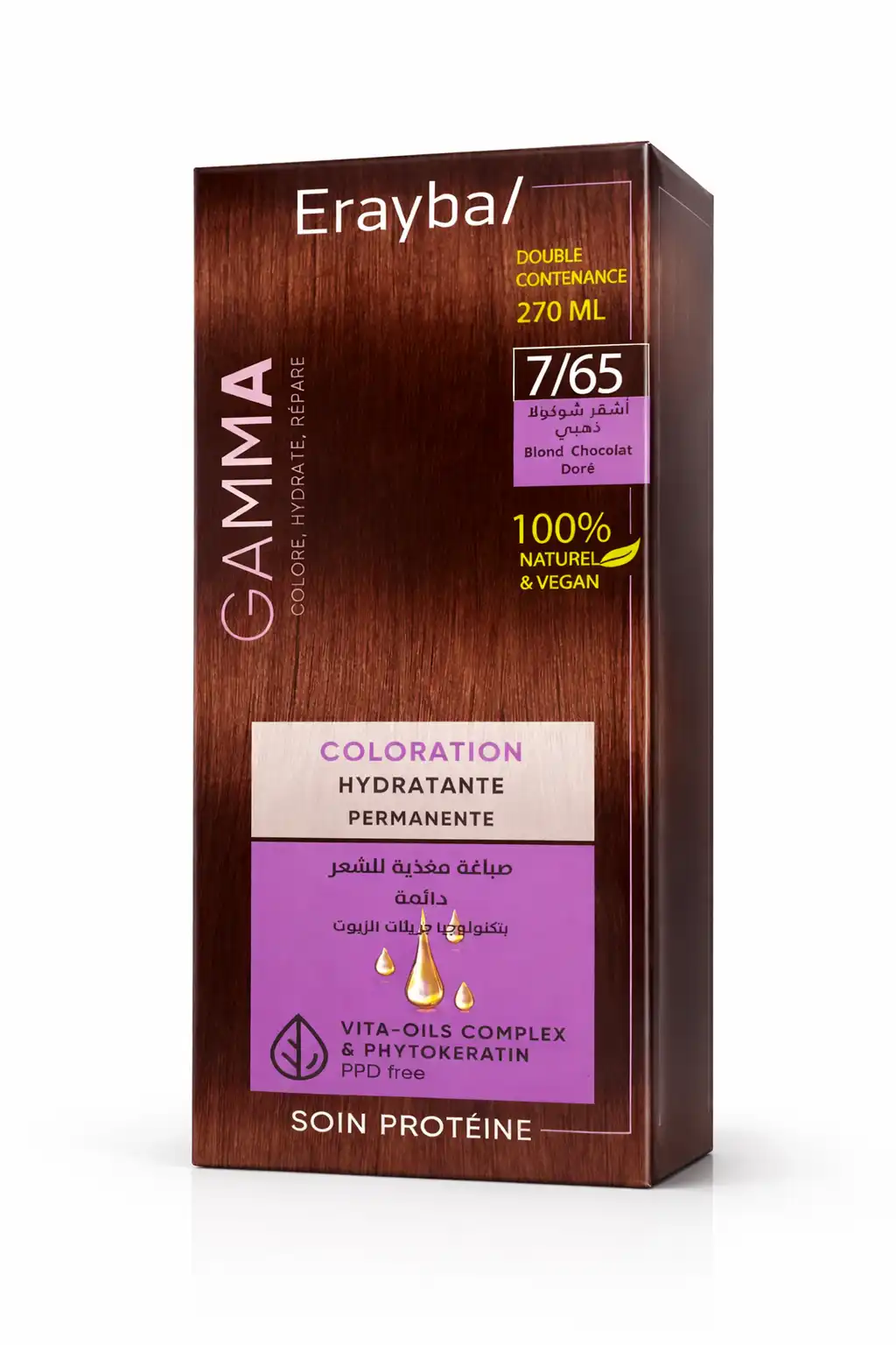 Erayba Gamma Coloration Permanente 7/65 Blond Chocolat Doré – Teinture Cheveux Hydratante 270ml Erayba Gamma Coloration Permanente 7/65 Blond Chocolat Doré – Teinture Cheveux Hydratante 270ml
