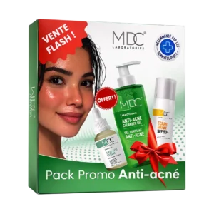 MDC Laboratories – Pack Promo Anti-acné Complet (Gel Nettoyant + Sérum + Écran Solaire SPF50+)