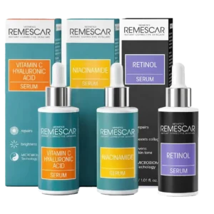 Remescar Sérum Vitamine C, Niacinamide & Rétinol – Coffret Soins Visage Anti-Âge Éclat