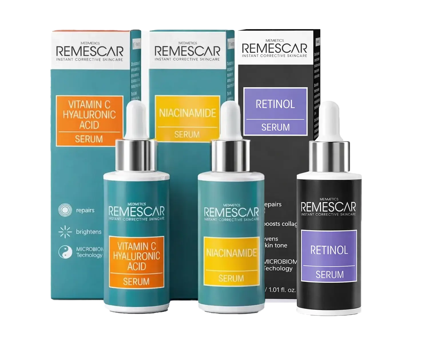 Remescar Sérum Vitamine C, Niacinamide & Rétinol – Coffret Soins Visage Anti-Âge Éclat Remescar Sérum Vitamine C, Niacinamide & Rétinol – Coffret Soins Visage Anti-Âge Éclat