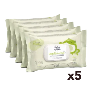 Lingettes Bébé à l’Eau Hypoallergéniques Baby Green – 60 Lingettes Douces