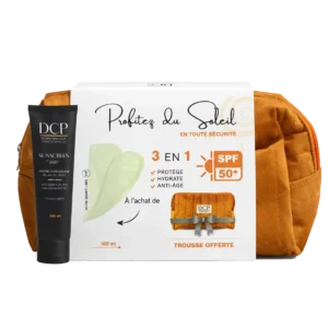 DCP Sunscreen SPF 50+ Crème Solaire 3-en-1 Protectrice Hydratante Anti-Âge + Trousse Offerte